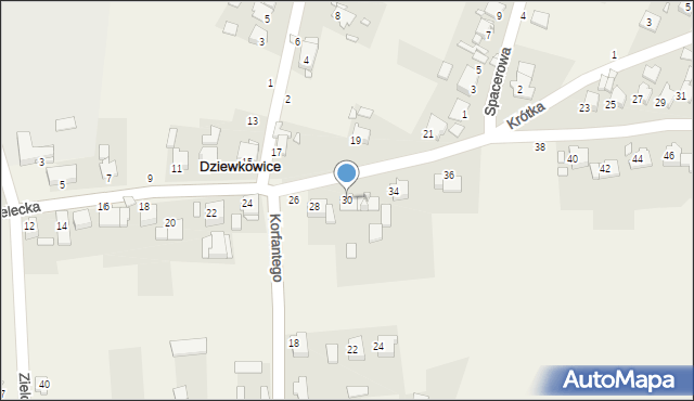 Dziewkowice, Strzelecka, 30, mapa Dziewkowice