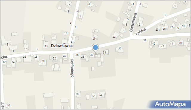 Dziewkowice, Strzelecka, 32, mapa Dziewkowice