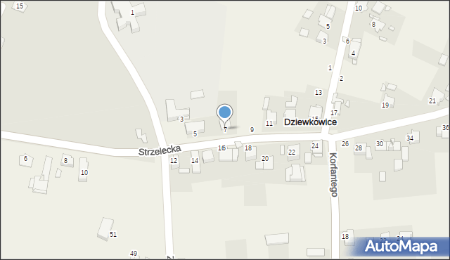 Dziewkowice, Strzelecka, 7, mapa Dziewkowice