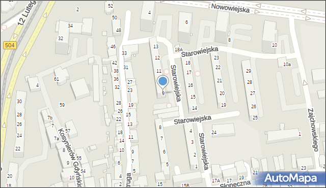 Elbląg, Starowiejska, 9, mapa Elbląga