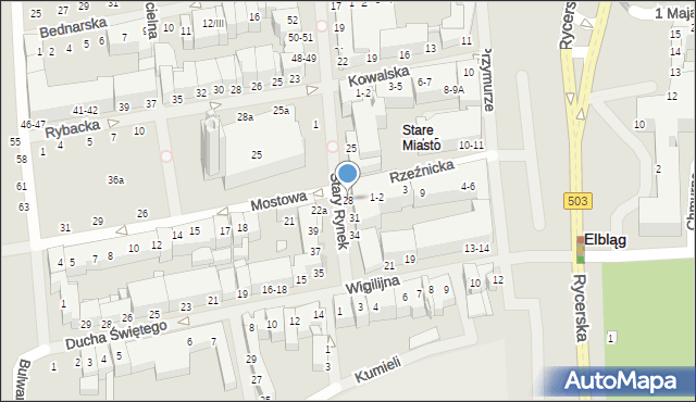 Elbląg, Stary Rynek, 28, mapa Elbląga