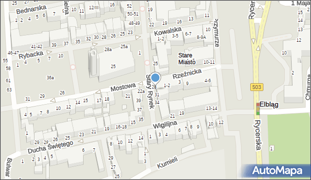 Elbląg, Stary Rynek, 29, mapa Elbląga