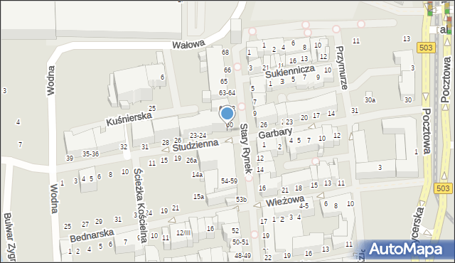 Elbląg, Studzienna, 21-22B, mapa Elbląga