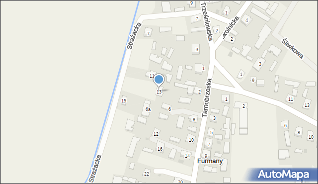 Furmany, Strażacka, 13, mapa Furmany