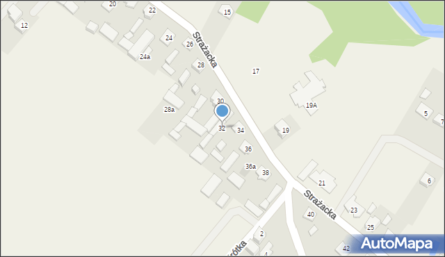 Gadka, Strażacka, 32, mapa Gadka