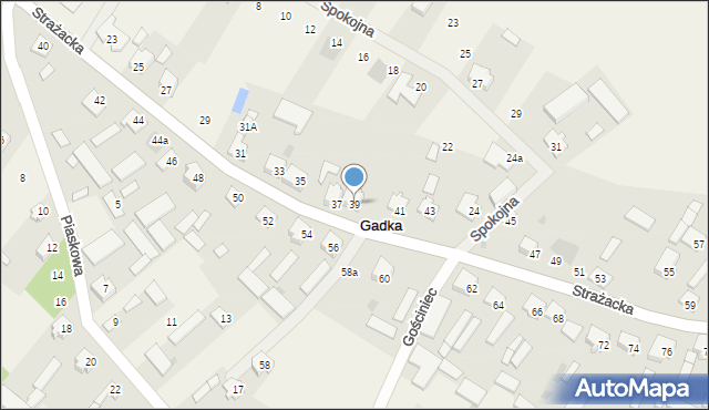 Gadka, Strażacka, 39, mapa Gadka
