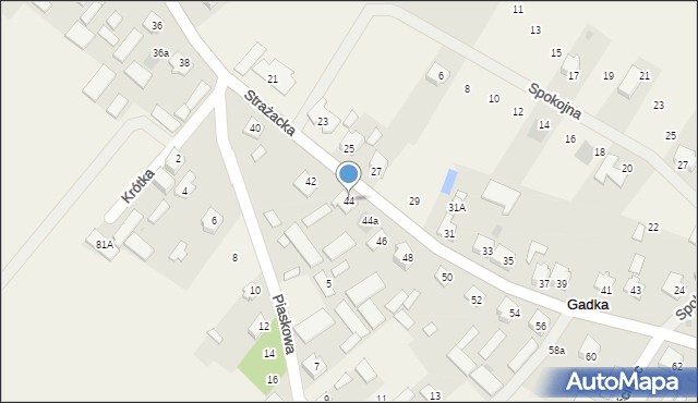 Gadka, Strażacka, 44, mapa Gadka