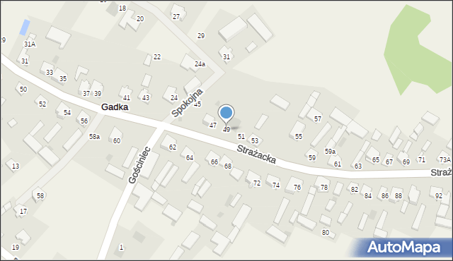 Gadka, Strażacka, 49, mapa Gadka