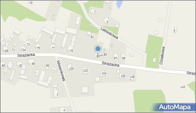 Gadka, Strażacka, 83, mapa Gadka