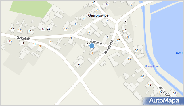 Gąsiorowice, Strzelecka, 3, mapa Gąsiorowice