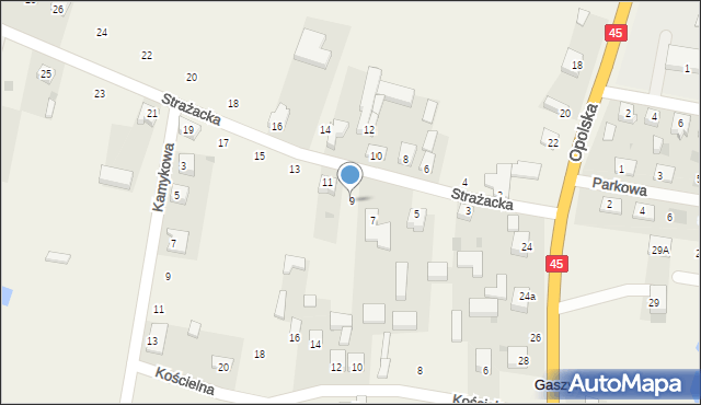 Gaszyn, Strażacka, 9, mapa Gaszyn