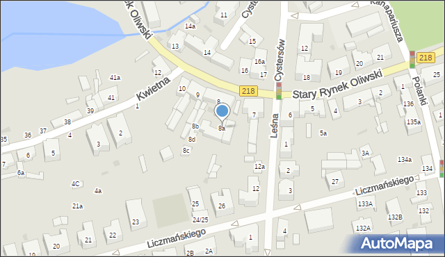 Gdańsk, Stary Rynek Oliwski, 8a, mapa Gdańska