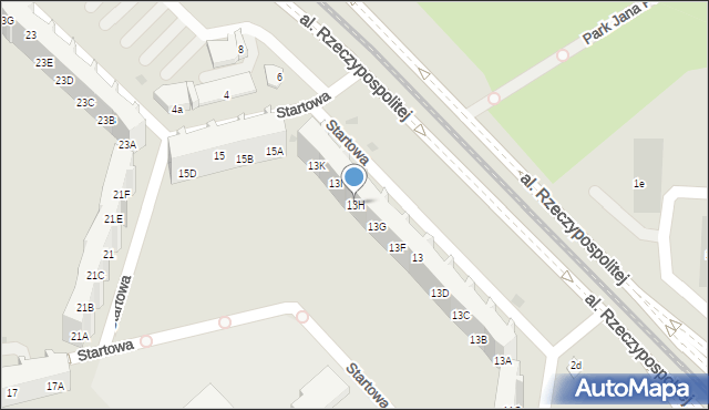 Gdańsk, Startowa, 13H, mapa Gdańska