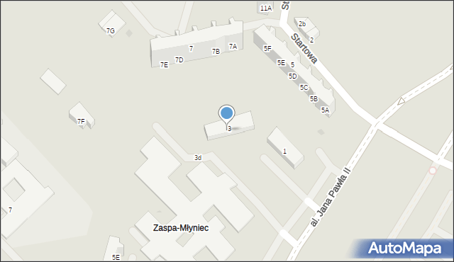 Gdańsk, Startowa, 3A, mapa Gdańska