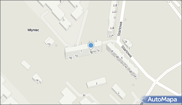 Gdańsk, Startowa, 7B, mapa Gdańska