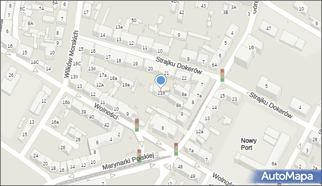Gdańsk, Strajku Dokerów, 21b, mapa Gdańska