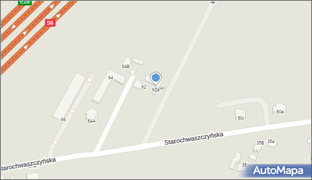 Gdynia, Starochwaszczyńska, 62a, mapa Gdyni