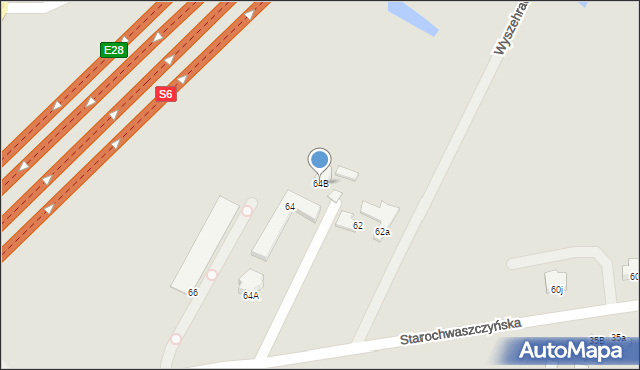 Gdynia, Starochwaszczyńska, 64B, mapa Gdyni
