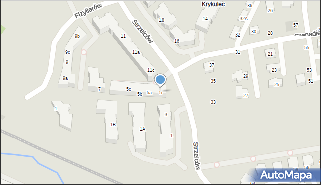 Gdynia, Strzelców, 5, mapa Gdyni