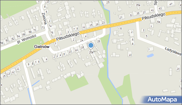 Gielniów, Strażacka, 20a, mapa Gielniów
