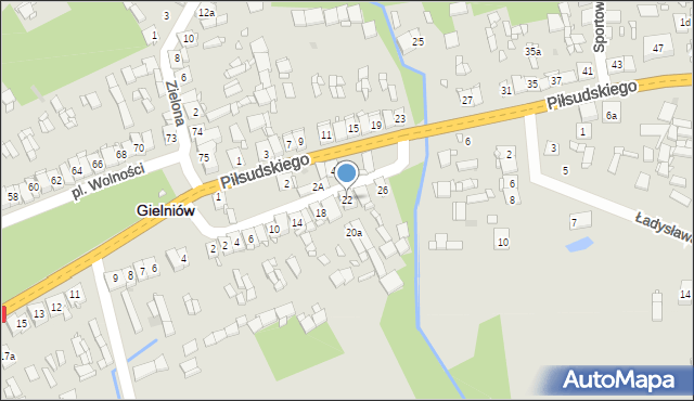 Gielniów, Strażacka, 22, mapa Gielniów