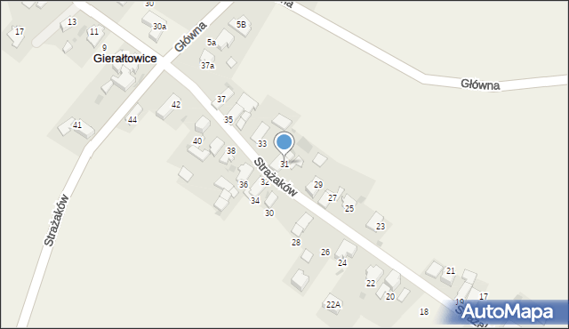 Gierałtowice, Strażaków, 31, mapa Gierałtowice