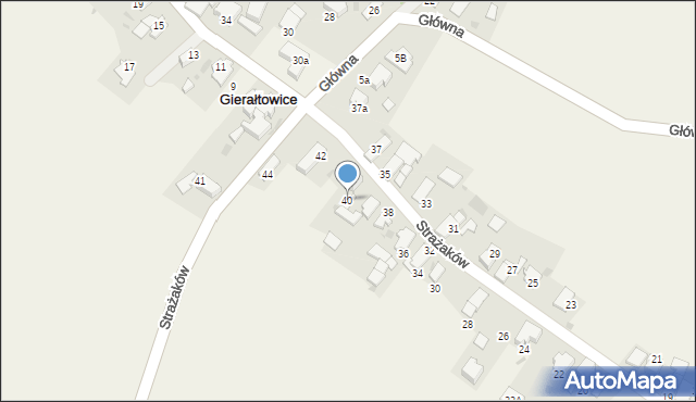 Gierałtowice, Strażaków, 40, mapa Gierałtowice