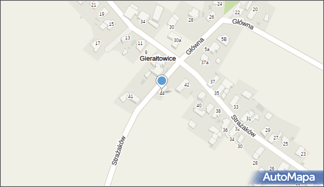 Gierałtowice, Strażaków, 44, mapa Gierałtowice