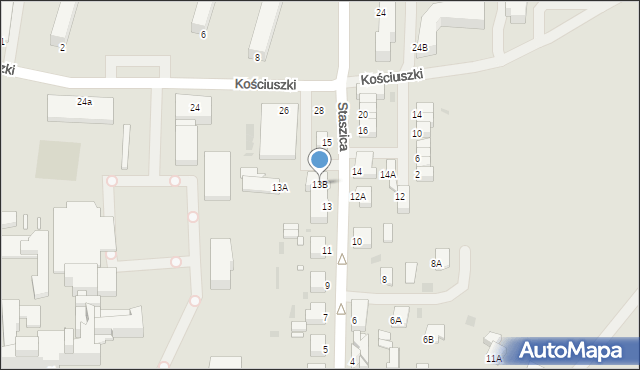 Giżycko, Staszica Stanisława, 13B, mapa Giżycko