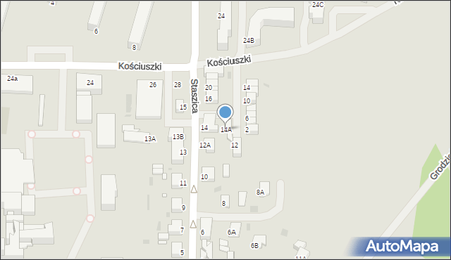 Giżycko, Staszica Stanisława, 14A, mapa Giżycko
