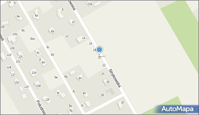 Glinnik, Strykowska, 20, mapa Glinnik