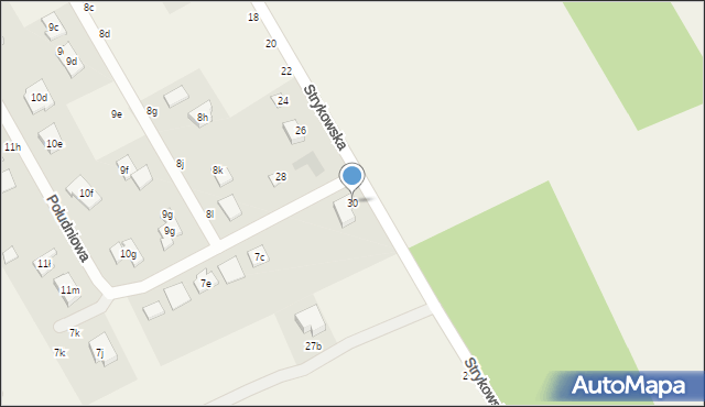 Glinnik, Strykowska, 30, mapa Glinnik