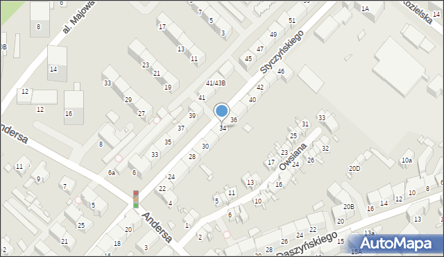 Gliwice, Styczyńskiego Wincentego, 34, mapa Gliwic