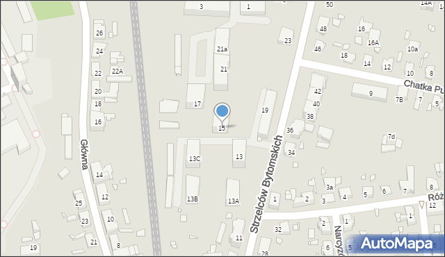 Gliwice, Strzelców Bytomskich, 15, mapa Gliwic