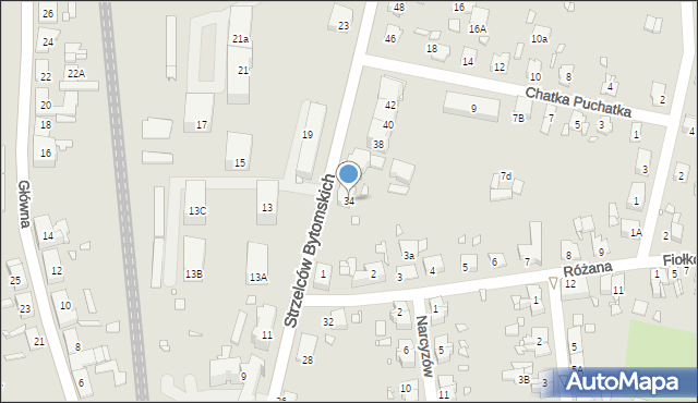 Gliwice, Strzelców Bytomskich, 34, mapa Gliwic