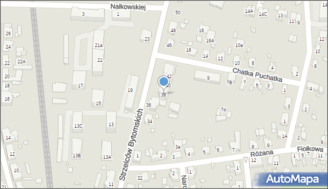 Gliwice, Strzelców Bytomskich, 38, mapa Gliwic