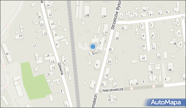 Gliwice, Strzelców Bytomskich, 7a, mapa Gliwic