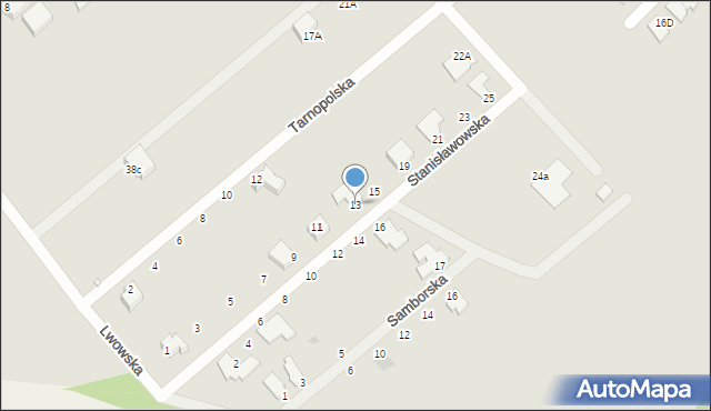 Gliwice, Stanisławowska, 13, mapa Gliwic