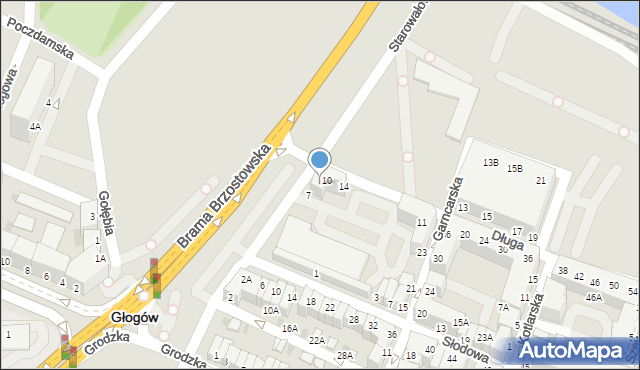 Głogów, Starowałowa, 9, mapa Głogów