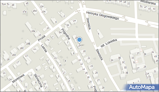 Głogów, Stwosza Wita, 17, mapa Głogów