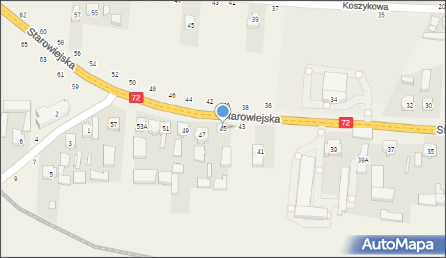 Głuchów, Starowiejska, 45, mapa Głuchów