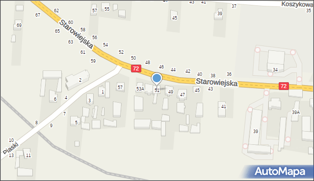 Głuchów, Starowiejska, 51, mapa Głuchów