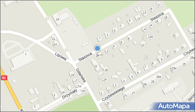 Gniew, Staszica Stanisława, 2A, mapa Gniew