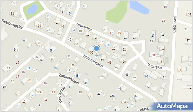 Gniezno, Starowiejska, 57, mapa Gniezna