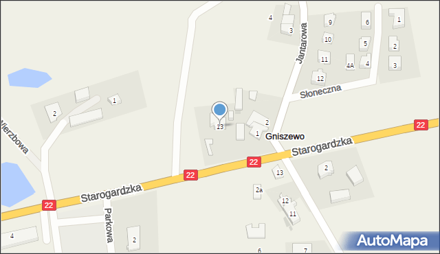 Gniszewo, Starogardzka, 13, mapa Gniszewo
