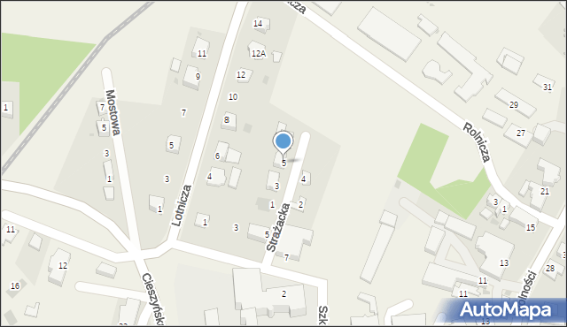 Goleszów, Strażacka, 5, mapa Goleszów