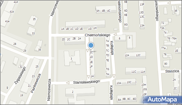 Gorzów Wielkopolski, Stanisławskiego Jana, 1C, mapa Gorzów Wielkopolski