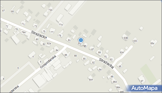 Gorzów Wielkopolski, Strażacka, 85a, mapa Gorzów Wielkopolski
