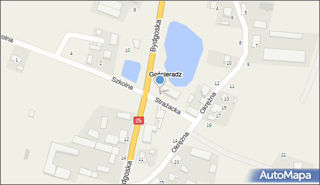 Gościeradz, Strażacka, 1, mapa Gościeradz