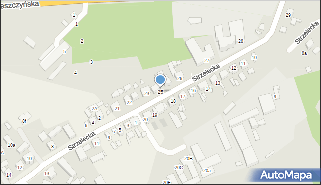 Gostyń, Strzelecka, 25, mapa Gostyń